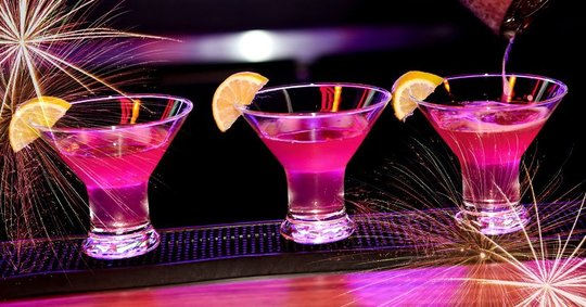 pink cocktails on bar